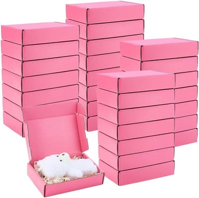 30 Stuks Roze Kartonnen Verzenddozen, Kleine Golvende Dozen voor Cadeaus, Kaarsen en Verzending, 13.7 x 9.2 x 3.8 cm, Perfect voor Verpakking en Verzenden