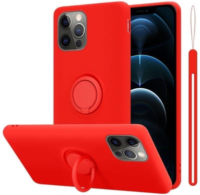 Cadorabo Hoesje geschikt voor Apple iPhone 12 / 12 PRO in LIQUID ROOD - Beschermhoes van flexibel TPU silicone Case Cover met ring