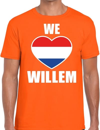 Oranje We Love Willem t-shirt - Shirt voor heren - Koningsdag kleding S
