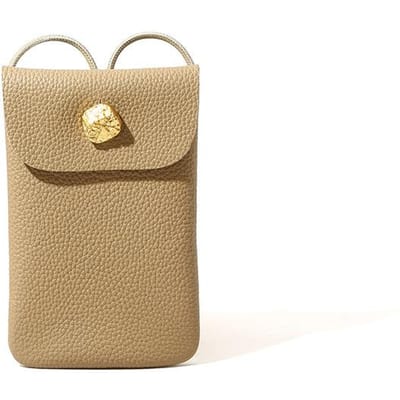 Eenvoudige Stijl Leren Mobiele Telefoon Tas voor Lente Dames Schoudertas met Leren Crossbody Kleine Tas voor Dames beige