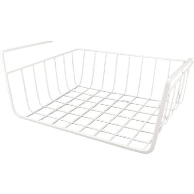 Opbergmand voor onder het schap Multifunctioneel Volledig metalen Draadmand voor onder het schap voor Keuken Kantoor Voorraadkast Bureau Boekenkast Medium white