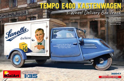 MiniArt Modelbouwpakket Militaire voertuigen - 38047 Tempo E400 Kastenwagen 3-Wheel Delivery Box Track Plastic - 1:35 - Modelbouw
