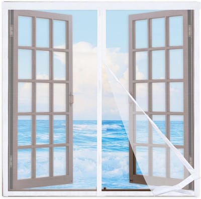 Horren Raam 100x100cm,Insectenwerend Net voor Ramen,Muggennet Met zelfklevende voor Ramen,Vliegenhor voor Ramen Met Magneet,Zonder het Boren Gemakkelijke Installatie,Wit