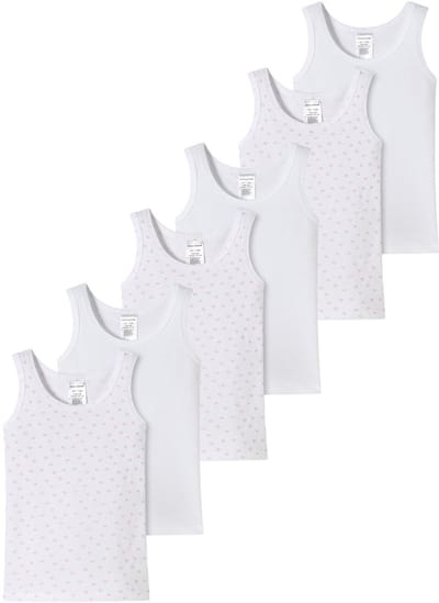 Schiesser Meisjes onderhemd 6 pack Kids Girls fijnrib Cotton
