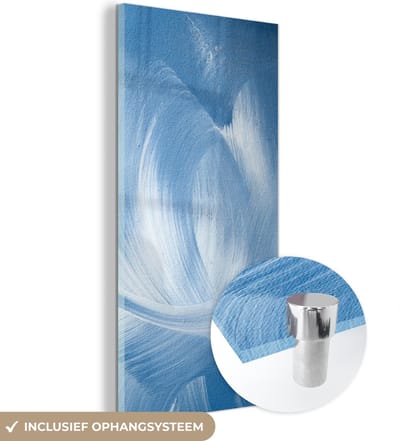 MuchoWow® Glasschilderij 60x120 cm - Schilderij acrylglas - Blauw - Acrylverf - Design - Foto op glas - Schilderijen
