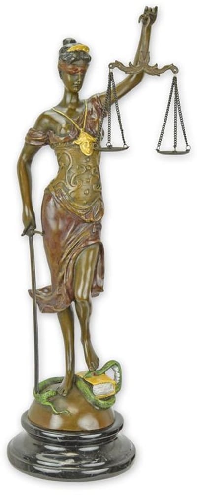 Beeld - brons - Vrouwe Justitia - 40,3cm hoog