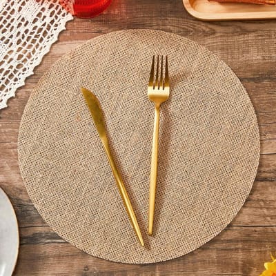 Bohemian Jute Ronde Placemats, Luxe Jute Tafelmatten in Boerderijstijl, 30 cm Diameter, Herbruikbaar, Tafeldecoratie Tafelgerei Matten 1pc bruin