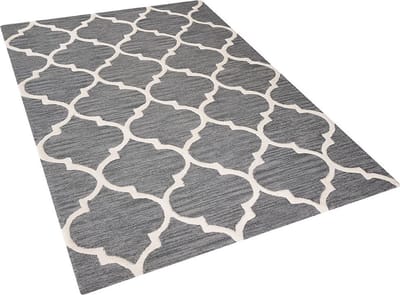YALOVA - Laagpolig vloerkleed - Grijs - 140 x 200 cm - Wol