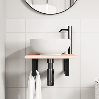 vidaXL - Badkamer - wandschap - staal - en - massief - eikenhout