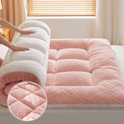 Japanse Futon Matras - Vloermatras Opvouwbaar - Comfortabel Slapen - Ergonomisch Ontwerp - Full Size - Roze