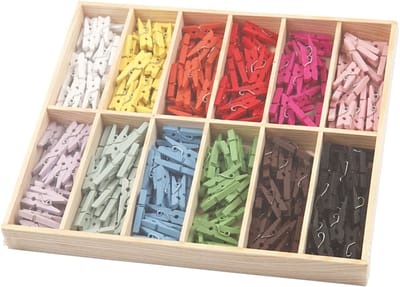 Mini wasknijper, L: 25 mm, B: 3 mm, diverse kleuren, 12x24 stuk/ 1 doos