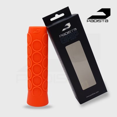 Padista Padel Grip – Siliconen Basisgrip – Unieke ronde structuur (gepatenteerd) – Ondergrip – Padelgrip & Tennis grip – Antislip – Verbetert grip & controle – Voorkomt blessures en tennisarm – Oranje – 1 stuk