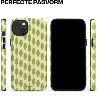 Casetastic hoesje geschikt voor Apple iPhone 15 Plus - MagSafe - Dubbellaagse bescherming - Bladerenpracht in het groen - Fashion Case - Crème Olijfgroen