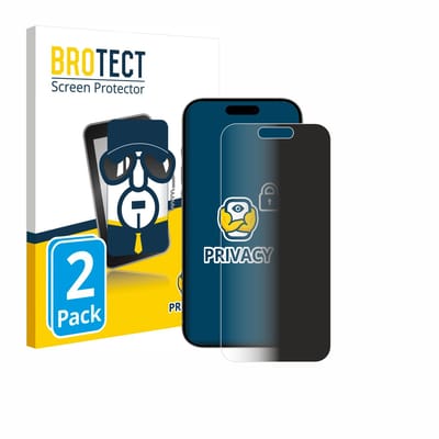 BROTECT - privacy screenprotector voor Apple iPhone 15 / 15 Pro - Folie Beschermfolie Blauwlichtfilter 2 Stuks