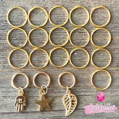 GetGlitterBaby® - Ringen / Haarringen / Haar Ringetjes / Haarringetjes met Bedel voor Vlecht Meisjes - Goud