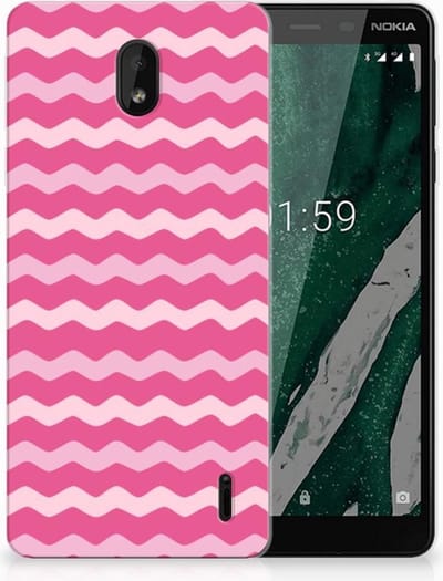 TPU Hoesje voor Nokia 1 Plus TPU bumper Waves Pink
