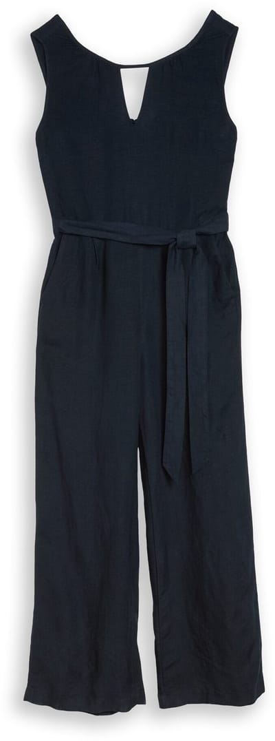 Tom Tailor - Jumpsuit met linnen - Maat 38 - sky captain blue