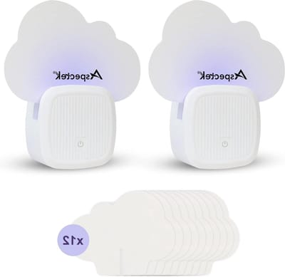 Zelfklevende Aspectek Vliegenval voor binnen - Plug-in, blauw licht, geurloos, geruisloos - 12 verpakkingen met witte kleefpads (2 stuks)