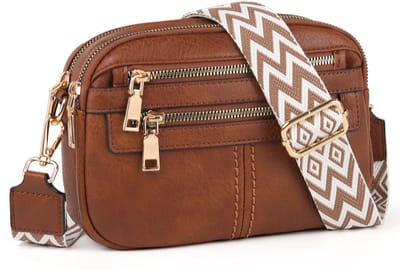 TAN.TOMI Dames Schoudertassen, Crossbody Tas, Crossbodytassen voor Dames met Verstelbare - Afneembare Brede Band - Bruin