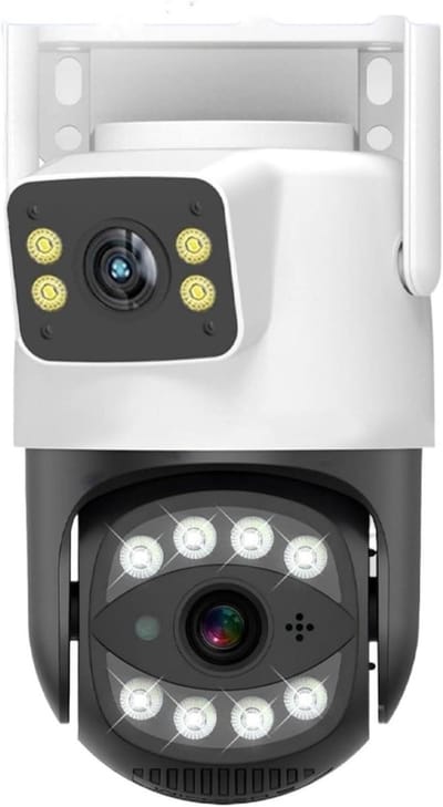 Beveiligingscamera Dubbel Lens - WIFI Camera Buiten - Huis Beveiligen - AI Autotracking - 20M Nachtzicht - Zwart