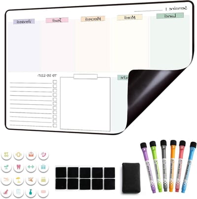 Magnetische Maandplanner voor de Koelkast - Weekmenu Organiser en Drooguitwisbare Planner 42 x 28 cm