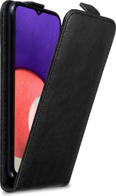 Cadorabo Hoesje geschikt voor Samsung Galaxy A22 5G in ZWARTE NACHT - Beschermhoes in flip design Case Cover met magnetische sluiting