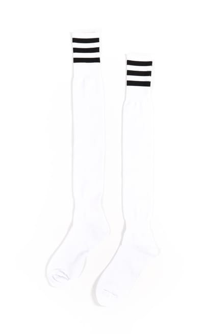KIMU® Sokken Wit Zwarte Strepen - Maat 36-41 - Dames Heren Unisex - Witte Kniekousen Voetbalsokken Sportsokken Kniesokken Kousen Streepjes Festival