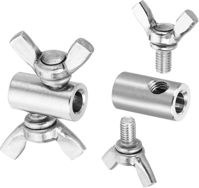 6mm Gat Kabel Clips - 2 stuks 304 RVS - Eenhandige Gat Gedraaide Draad Klemmen Bevestigingsmiddelen Schroeven voor Stalen Draad - Zilver - Draadbevestiging - Klemmen