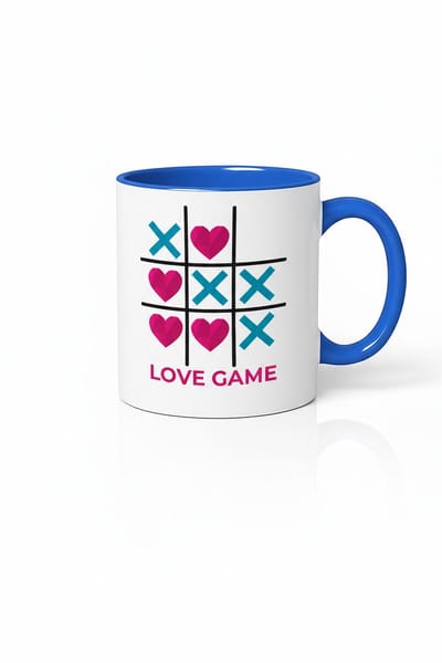 Valentijn Mok 'Love Game' - Tic Tac Toe met Harten & Kruisjes - Romantisch Cadeau