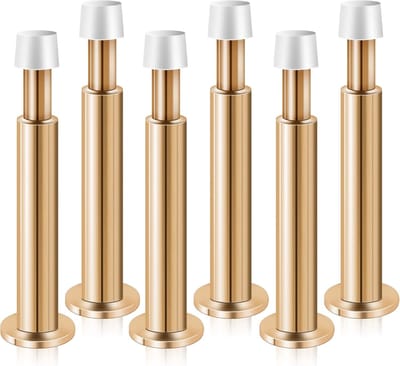 Moderne deurstopper met rubberen bumper - Veerbelaste wandmontage - Zwart 4 stuks