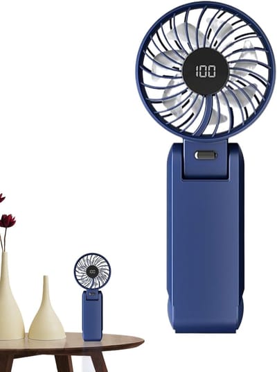 Draagbare Handventilator - Persoonlijke Koeler - Buiten Koel Blijven - 100 Snelheden Instelbaar - 88 x 48 cm - Blauw