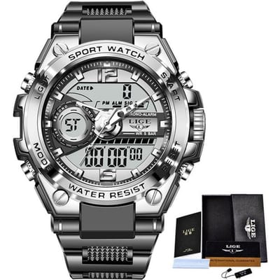 LUIK Nieuwe sport herenhorloges Topmerk luxe militair quartz horloge heren waterdicht zwart/zilver