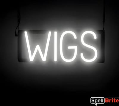 WIGS - Lichtreclame Neon LED bord verlicht | SpellBrite | 42 x 16 cm | 6 Dimstanden - 8 Lichtanimaties | Reclamebord neon verlichting
