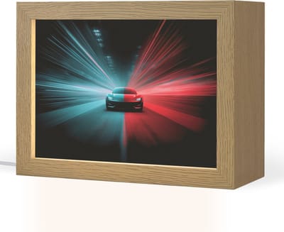 Nachtlampje 20x15 cm - Kinder lampje - Sportwagen - Rood - Blauw - Snelheid - Tafellamp kinderkamer - Slaapkamer lamp - Bedlamp kinderen - Kinderlampje stopcontact - Wandlamp babykamer - Nachtlampjes
