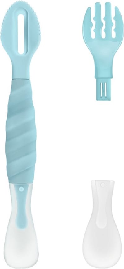 Multifunctioneel Baby Bestek | Lepel Fruitmes en Vork | Siliconen | Groen