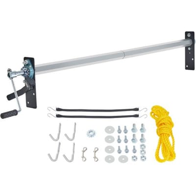 VEVOR dekzeilrolset met handslinger 64" tot 104" brede aluminiumlegering handmatige cabinehoogte dekzeilrol voor dumptrucks met 7" sponshandgreep, perfect voor dumptrucks, aanhangwagens
