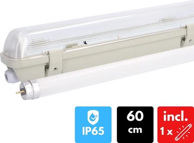 Proventa EcoPlus LED TL Armatuur met buis 60 cm - Binnen & Buitengebruik - IP65 - Tl-buizen - Tl-armaturen - Tl-verlichting