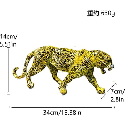 Nieuwe creatieve, kleurrijke luipaard dierenornamenten van hars, perfect voor de woonkamer, het bureau of het tv-meubel. yellow