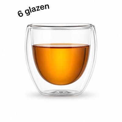 Proefer Dubbelwandige Glazen 80 ml - Set van 6 - Koffie- en Theeglazen