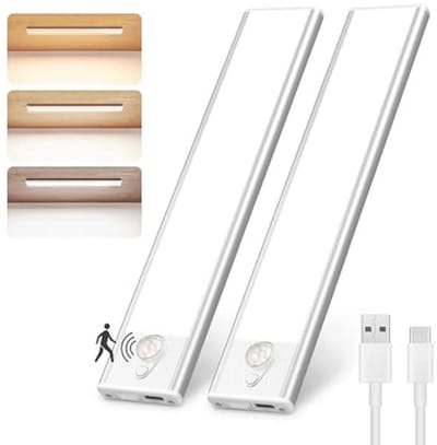 Led-kastverlichting met bewegingsmelder - Oplaadbare onderbouwlamp voor keuken, kledingkast, trap en camper - 2 stuks
