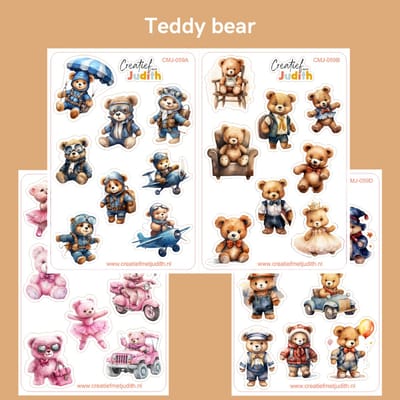 Bullet Journal Stickers - Planner Agenda Stickers - Teddy bear stickers - 4 stickervellen - beer - Scrapbook stickers - Deco stickers - knuffel stickers - volwassenen en kinderen