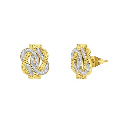 Lucardi Unisex Gerecycled stalen goldplated oorknoppen mattenklopper kristal - Oorbellen - Staal - Goudkleurig