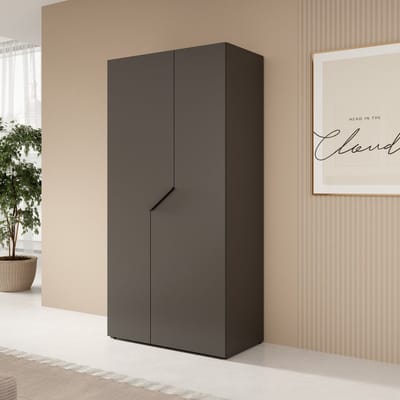 Meubella - Arena - Kledingkast 2-deurs - Zwart - 100x202x50 cm