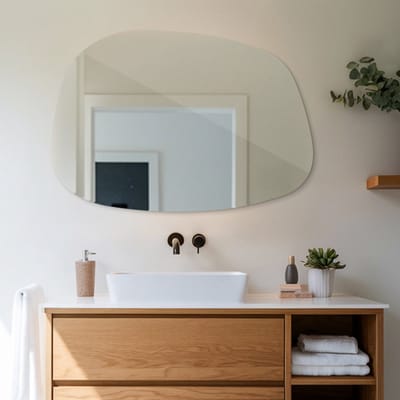 Coloray Abstracte Ronde Spiegel – Organische Wandspiegel met Artistiek Design, Hoogwaardig Glas en Moderne Vorm – Perfect voor Woonkamer, Hal of Slaapkamer - 49 cm x 34 cm