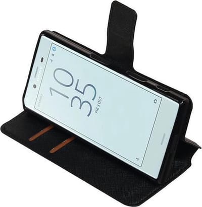BestCases.nl Zwart Sony Xperia X Compact TPU wallet case booktype hoesje HM Book