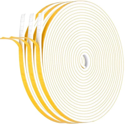 zelfklevend, voor deuren en ramen, 6 mm (B) x 3 mm (D)/18 m, schuimtape, rubberen afdichting tegen koude tocht, anti-botsing, geluiddicht, waterdicht, stofdicht, wit