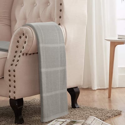 Homéé® Plaid cellulair dekentje 130x180 cm grijs 270g.p/m2 100% katoen deken voor volwassen en kinderen