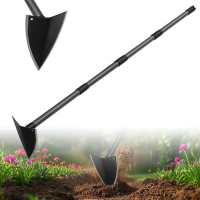 Dailygoods- Tuinschoffel Verstelbare Lengte - Driehoek Blad - Sterke Legering - Roestwerend - Lichtgewicht - Ergonomische Handgreep - Graafschoffel