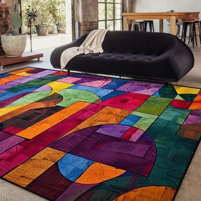 Modern Geometrisch Abstract Tapijt Antislip Tapijt voor Woonkamer Bankzijde Slaapkamer Wasbaar Gemakkelijk Schoon te Maken Woondecoratie Vloermat 50x80cm