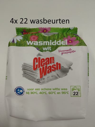 Senzora Clean Wash - wasmiddel waspoeder - white wit witte - 4x 22 wasbeurten
